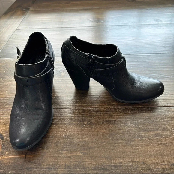 BOC Born Concepts Black Leather Block Heel Zip-Up Ankle Boots Size 9M GUC - Picture 2 of 13